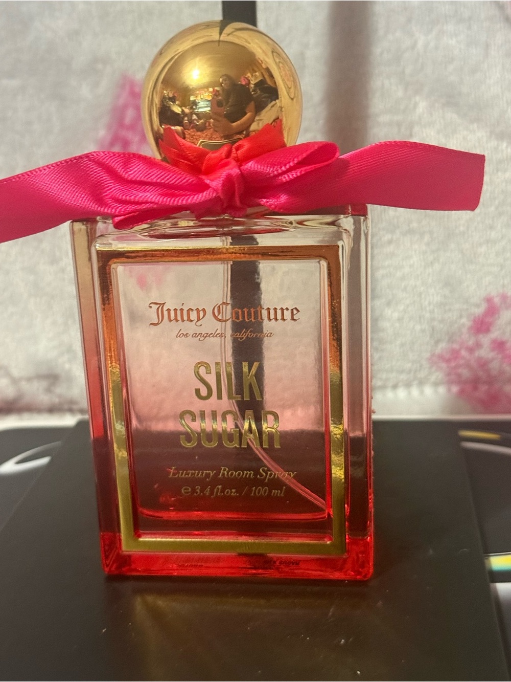 Juicy Couture Silk Sugar Room Spray Bottle - Pink and Gold Accents